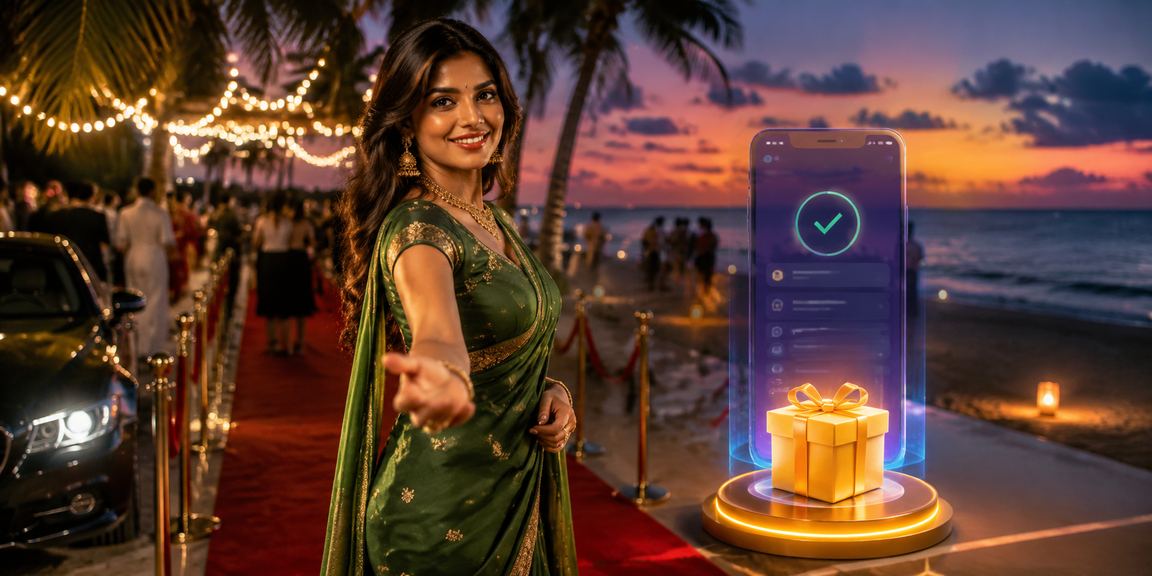 User enjoying mobile payments and promotions on the beach in Goa